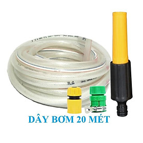 Bộ dây vòi xịt nước rửa xe, tưới cây . tăng áp 3 lần, loại 20m 206622-5 cút sập, nối vàng