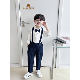 Set công tử bé trai 9m-7 tuổi 4 chi tiết quần kẻ kiểu dáng thanh lịch thời trang