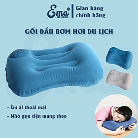 Gối đầu bơm hơi du lịch có sẵn bơm tay thương hiệu EMA - Nhỏ gọn - Tiện mang theo