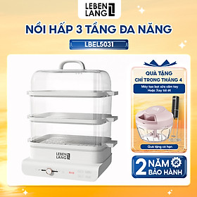 Nồi hấp điện đa năng LEBENLANG LBEL5031 nồi hấp 3 tầng, siêu tiện lợi, dung tích 18L, công suất 900W - hàng chính hãng