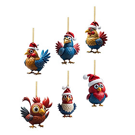 Christmas Chicken Ornaments Creative Cute with Christmas Hat Keychain Christmas Decoration Christmas Pendants for Party Decor
