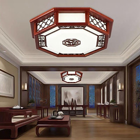 Đèn Trần Ốp Gỗ Cao Cấp LỤC LĂNG - Bóng Led 3 Chế Độ Ánh Sáng