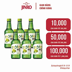 [CHÍNH HÃNG] Soju Hàn Quốc JINRO VỊ NHO 360ml - Combo 6 chai