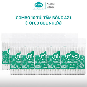 Combo 10 Tăm Bông NIVA Dành Cho Người Lớn Túi Zipper 60 Que Nhựa Az1