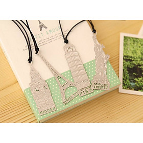Bookmark kim loại Retro Architecture kèm dây buộc - 1 hình - Tự chọn hình