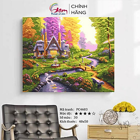 Mua Tranh Tô Màu Theo Số Phong Cảnh Khu Rừng Cổ Tích Có Khung Nâng Cấp Lọ Màu 5ml Kèm 2 Bộ Cọ PC4603