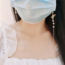 Dây kính dây chuyền ngọc trai ngọt ngào cánh bướm Hàn Quốc dây đeo mặt nạ chống mất nữ hợp thời trang