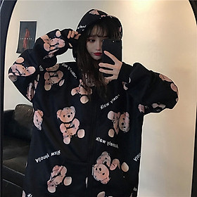 Áo Khoác Hoodie In Hình Gấu Dễ Thương Cho Cặp Đôi