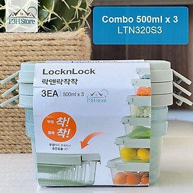 Hộp bảo quản thực phẩm LocknLock Chack Chack nhựa PP kín hơi có thể dùng trong lò vi sóng màu xanh lá LTN310S3 LTN320S3 LTN350S3