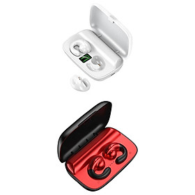 2pcs Wireless Bluetooth 5.0 Earphones Mini In-Ear Headset White LED and Red