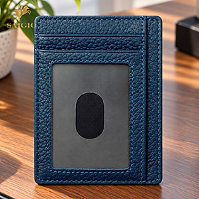 Ví Nữ Mini Đựng Thẻ ATM SLIM, Da Bò Mềm Mại PEBBLE, Kiểu Dáng Nhỏ Gọn - Tiện Dụng, Gồm 8 Ngăn Để Thẻ Và Tiền, Phong Cách Hiện Đại - Trẻ Trung – Hàng Chính Hãng SAIGIO - Xanh Navy