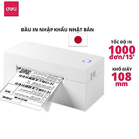 Máy in nhiệt in đơn hàng tem mã vạch vận đơn khổ A6 100x150mm Deli - Kết nối USB, tốc độ in 1 đơn/s DL-770D Hàng chính hãng