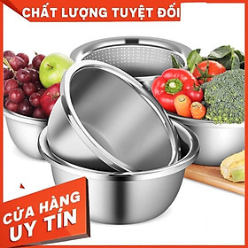 Mua Thau  chậu sâu lòng inox siêu dày nhiều size 18 20 22 24 26 28 30 32 34 36 38 40cm