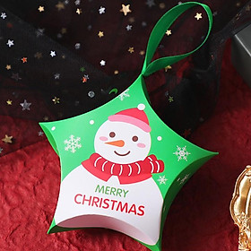Hộp quà Giáng Sinh hình ngôi sao họa tiết ông già Noel người tuyết đáng yêu phong cách Hàn Quốc – G008