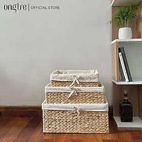 Mua Giỏ lục bình ONGTRE hình chữ nhật / hình tròn đựng đồ phòng khách  phòng ngủ  khay đựng đồ