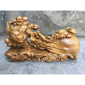 Mua Tượng phật di lặc kéo bao tiền bằng gỗ bách xanh thơm nức kt 20×6×9cm
