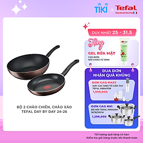 Combo 2 chảo chống dính đáy từ Tefal - Chảo chiên 24cm G1430405 Day By Day & Chảo xào 26cm G1437705 Day By Day - Dùng cho mọi loại bếp - Hàng chính hãng