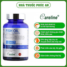 Viên dầu cá bổ sung DHA EPA cho bầu Careline Fish Oil 100 viên phát triển trí não thị giác thai nhi