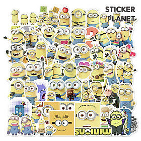 Bộ sticker MINIONS chống thấm nước trang trí mũ bảo hiểm, đàn, guitar, ukulele, điện thoại laptop