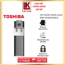 Cây nước nóng lạnh Toshiba RWF-W1664TV (K1) - Thiết kế bình inox liền khối, đảm bảo không rò rỉ nước, Khóa trẻ em - Hàng chính hãng - Bảo hành 12 tháng chính hãng