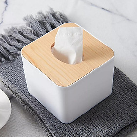 Mua Hộp giấy ăn nhựa nắp gỗ hình vuông cao cấp