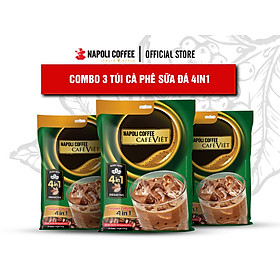 COMBO 3 Túi Lớn Cà Phê Socola Sữa Đá Napoli Coffee - Cafe Hoà Tan 4IN1