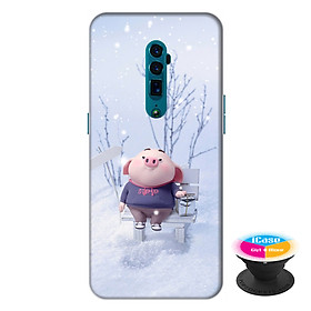 Ốp lưng dành cho điện thoại Oppo Reno 10X Zoom hình Heo Con Trượt Tuyết tặng kèm giá đỡ điện thoại iCase xinh xắn - Hàng chính hãng