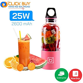 Máy Xay Sinh Tố Bingo Juicer Cup Cầm Tay Mini Sạc Pin 4 Lưỡi 25W 500Ml - CHỐNG NƯỚC CHỐNG VA ĐẬP Cho Mùa Hè 2021