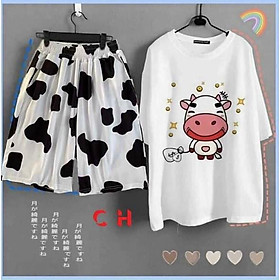 SET ÁO THUN BÒ SỮA DỄ THƯƠNG , SET BỘ BÒ SỮA , SET ĐỒ ĐÔI