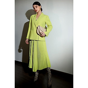 HUYEN CHAU NGUYEN - Chân váy xếp li dáng dài chất cotton twill màu xanh neon nổi bật Jones Skirt