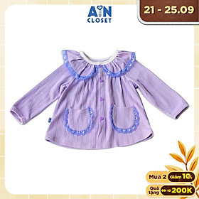 Áo khoác bé gái Họa tiết ren tím thun cotton - AICDBGFMF09H - AIN Closet