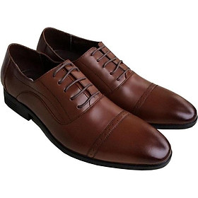 Giày tây nam Trường Hải da bò cao cấp nâu cao 4cm đế cao su GT0201