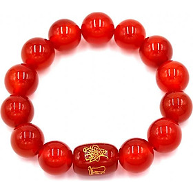 Vòng tay chuỗi hạt mã não đỏ 14 ly Thái tuế phù DTTH14