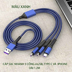 Mua Cáp sạc nhanh 3 in 1 vỏ bọc dù siêu bền 66W  dài 1.2m