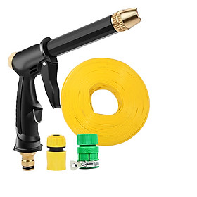 Mua Bộ dây và vòi xịt rửa xe tưới cây  tăng áp thông minh 810-2621-1 (dây vàng dẹt-cút nối xanh)