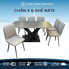 Mua Bàn ăn mặt đá phiến - ceramic chân chéo chữ x kết hợp ghế Nate  bàn ăn mặt đá 4 ghế  6 ghế