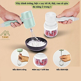 Mua Máy đánh trứng  trộn bột  xay thịt  xay tỏi  xay rau củ quả ăn dặm cho bé cầm tay 2 trong 1 không dây sạc USB