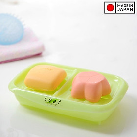 Khay nhựa đựng xà bông tắm, xà phòng rửa tay,..vv  Leaf Inomata chia 2 ngăn - Nội địa Nhật Bản