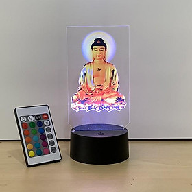 Đèn Led in hình Phật Adida tọa đài sen, vật phẩm phong thủy