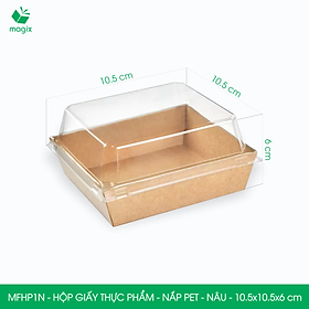 Combo 25 hộp giấy thực phẩm nắp Pet, hộp giấy đựng thức ăn, hộp bánh nắp trong