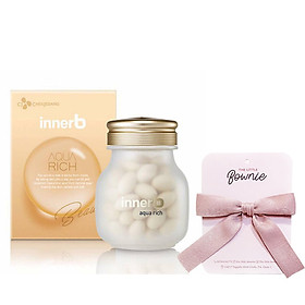 Hộp Thực phẩm bảo vệ sức khỏe InnerB Aqua Rich (Giúp cấp ẩm làm đẹp da từ chiết xuất cám gạo). Tặng Nơ cột tóc The Little Bownie