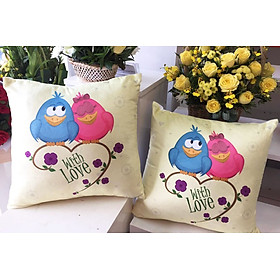 Mua Cặp vỏ gối đôi 45-45cm Đôi chim tình yêu