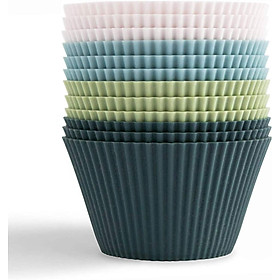 Bộ 12 cốc muffin silicon tiêu chuẩn, 4 màu, có thể tái sử dụng