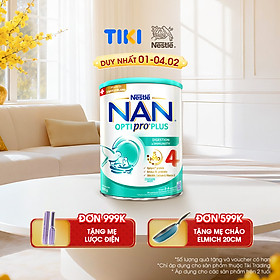 Sữa bột Nestlé NAN OPTIPRO PLUS 4 800g/lon với 5HMO Giúp tiêu hóa tốt + Tăng cường đề kháng  - Bé 2-6 tuổi