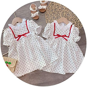 Váy chấm bi cổ bèo siêu cute cho bé gái 10-20kg hàng qccc