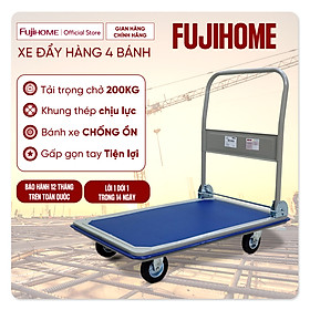 Mua Xe đẩy hàng 4 bánh gấp gọn 250kg sàn thép nhập khẩu FUJIHOME SH300   bánh xe chống ồn