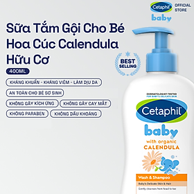 Sữa tắm gội dịu lành cho bé Cetaphil Baby Wash & Shampoo with Organic Calendula 400ml