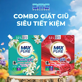 Combo Giặt Giũ Siêu Tiết Kiệm 2 Túi Nước Giặt Maxpure: 1 Túi Hương Lily Hy Lạp + 1 Túi Hương Hoa Hồng (Mỗi Túi 3.2L)