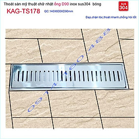 Mua Phễu thoát sàn 14x60cm KAG-TS178(D90-114)  thoát sàn nhà tắm hình chữ nhật SUS304 inox dập khuôn sáng bóng cao cấp