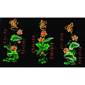 Mua (ĐÃ THÊU) Tranh thêu truyền thống chỉ lụa PHÚC LỘC THỌ 90x50cm chưa khung